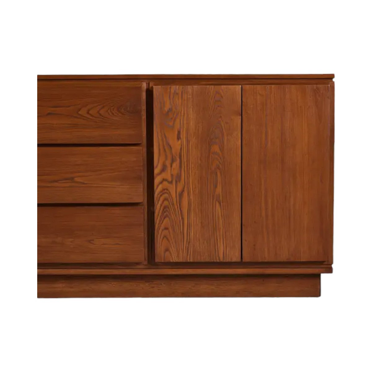 Edric Walnut Wood Sideboard side angle view and sleek modern profile
