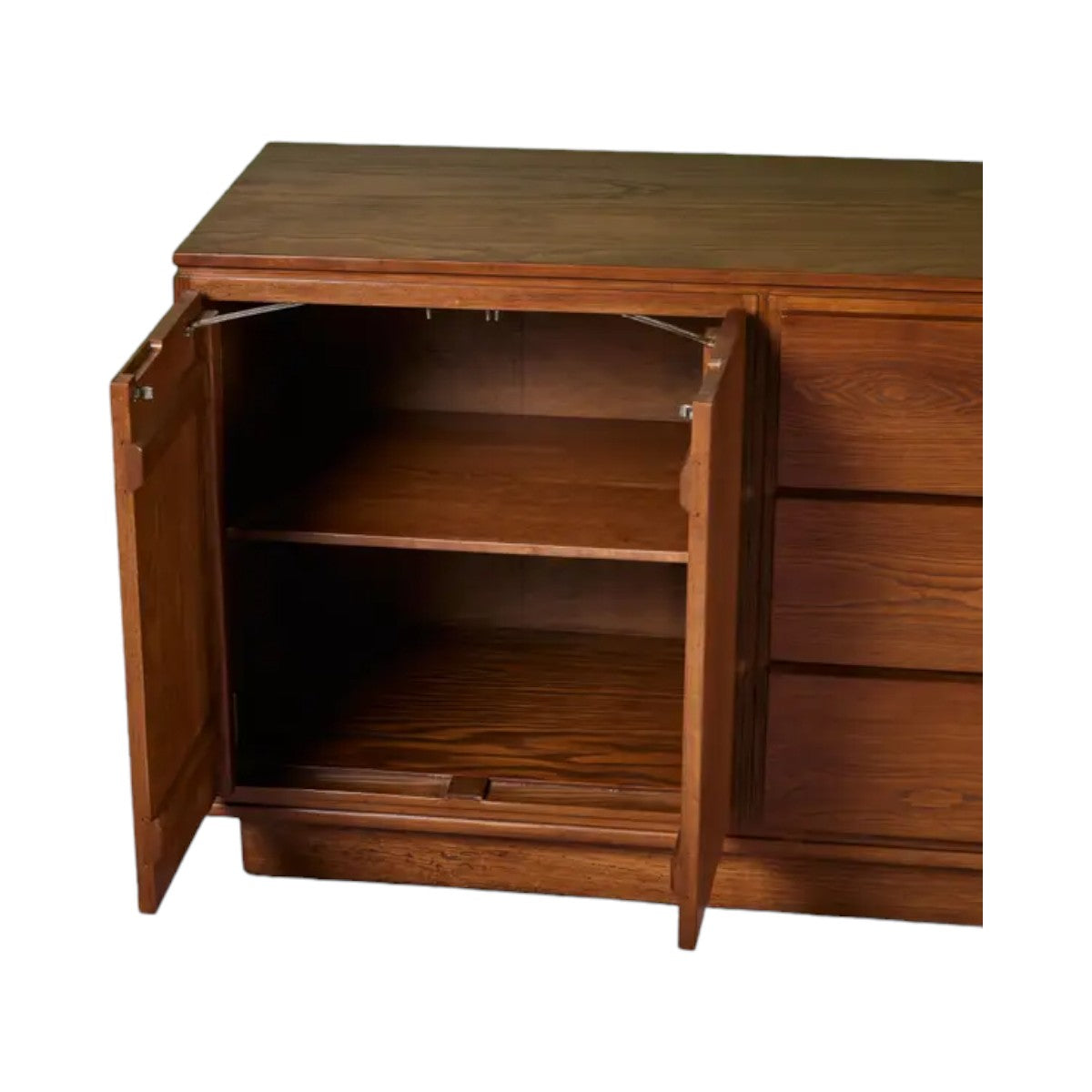 Edric Walnut Wood Sideboard high-capacity internal shelving view