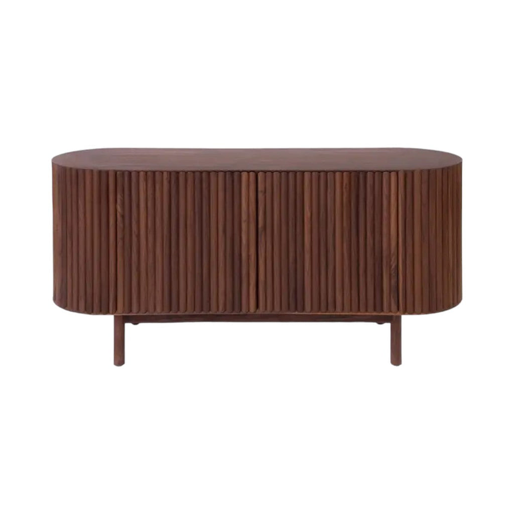 Edsel Walnut Wood Sideboard front view with natural walnut finish