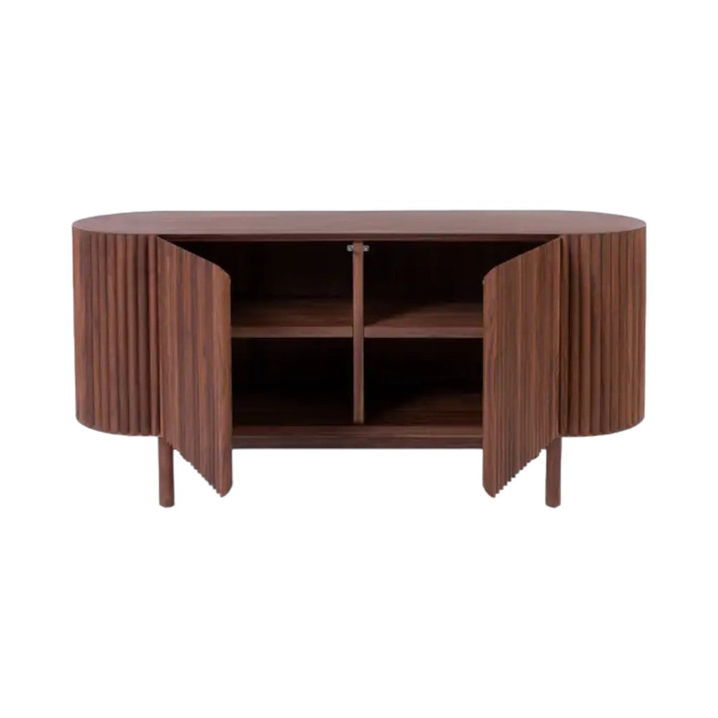 Edsel Walnut Wood Sideboard with open shelves
