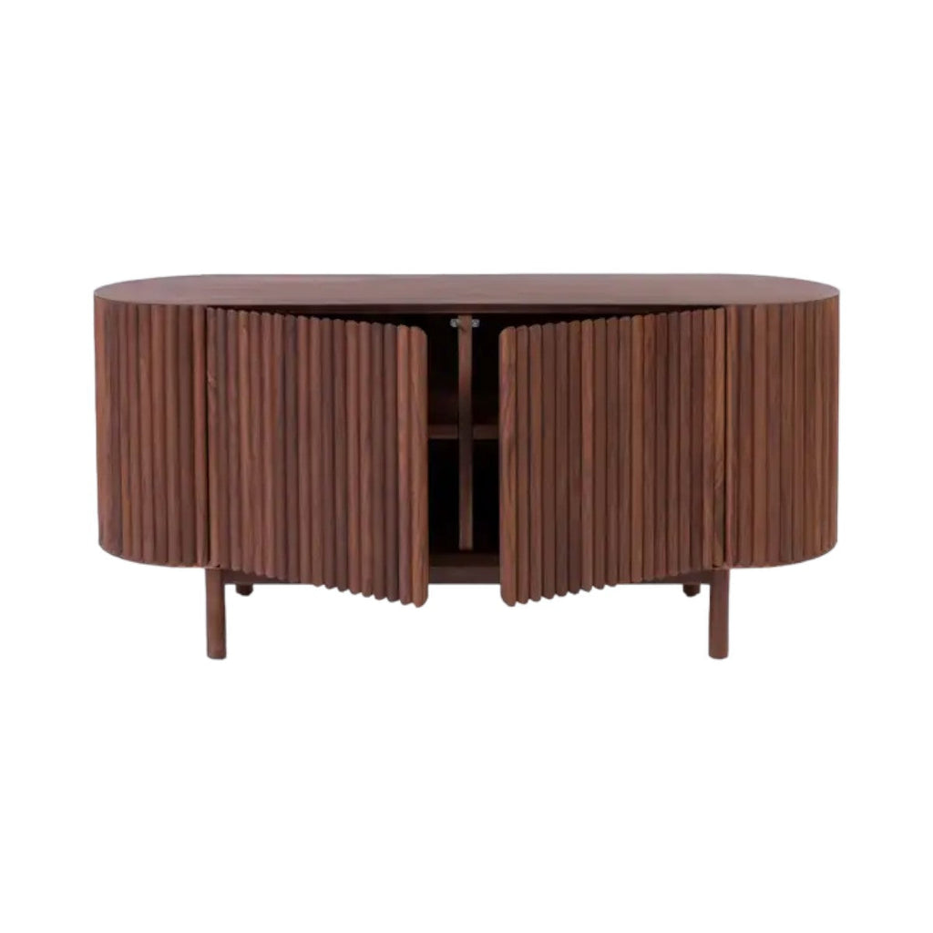 Edsel Walnut Wood Sideboard with open doors