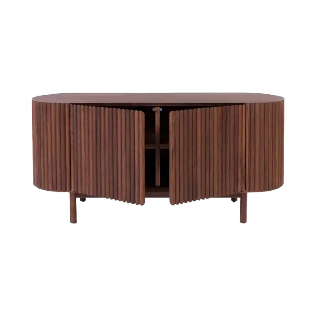 Edsel Walnut Wood Sideboard with open doors
