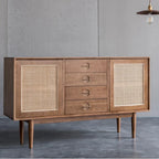 Edwin Ash Wood & Rattan Sideboard front view