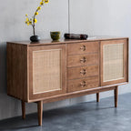Edwin Ash Wood & Rattan Sideboard side Design