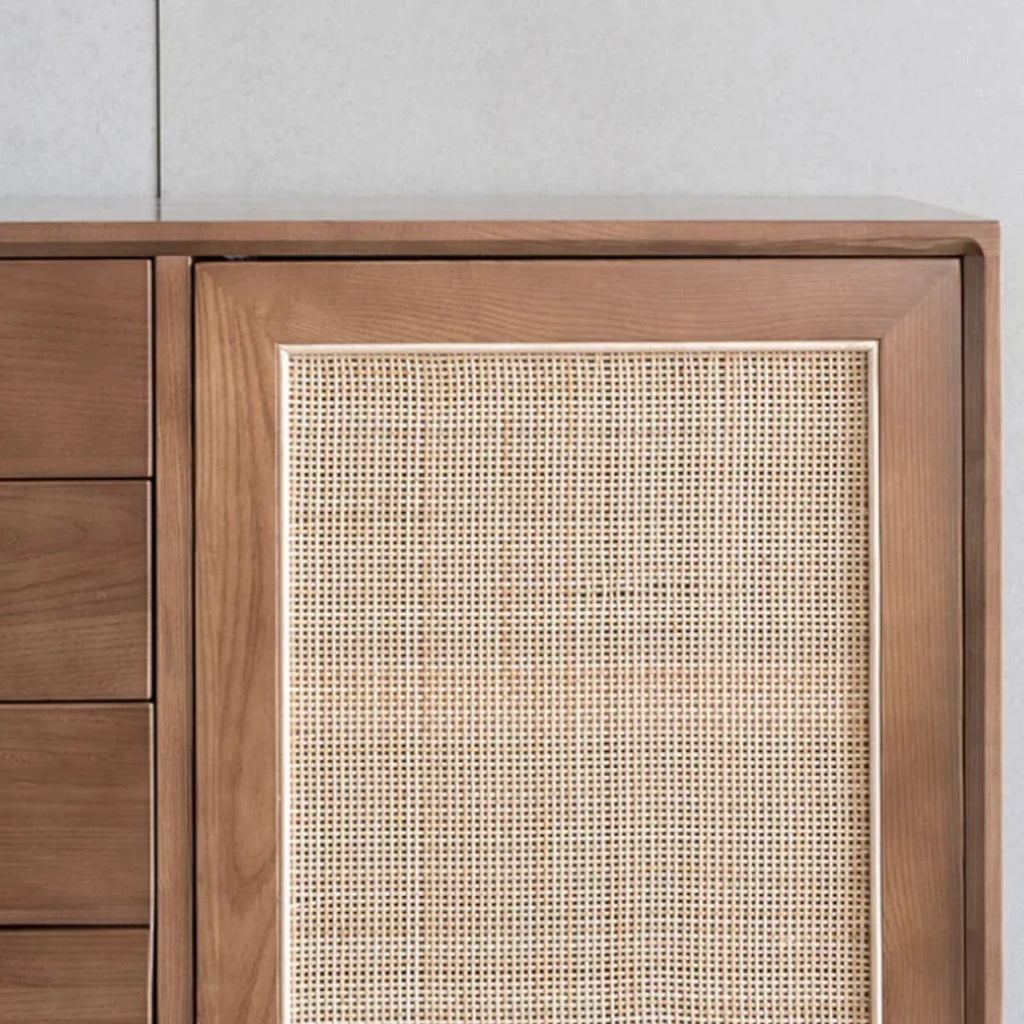 Edwin Ash Wood & Rattan Sideboard natural ash finish