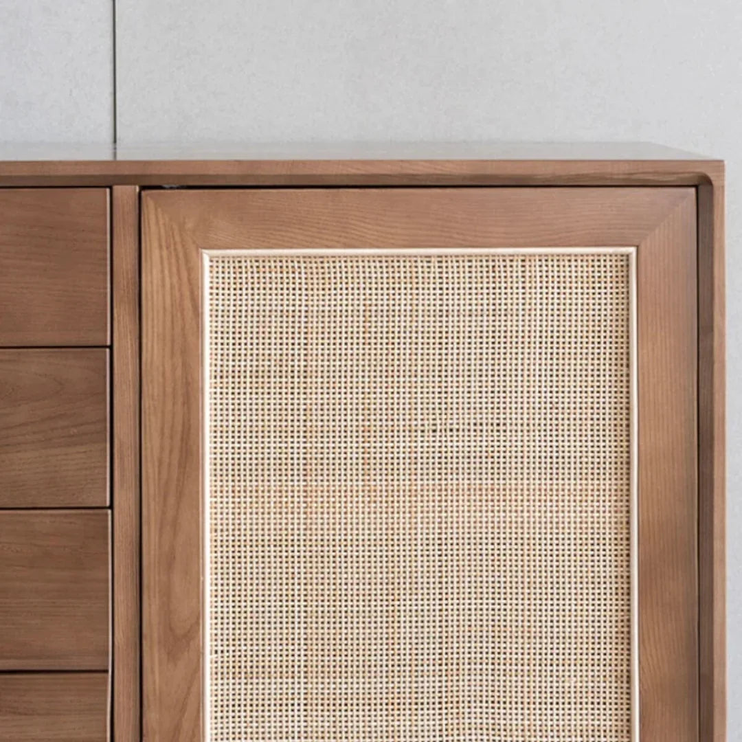 Edwin Ash Wood & Rattan Sideboard natural ash finish