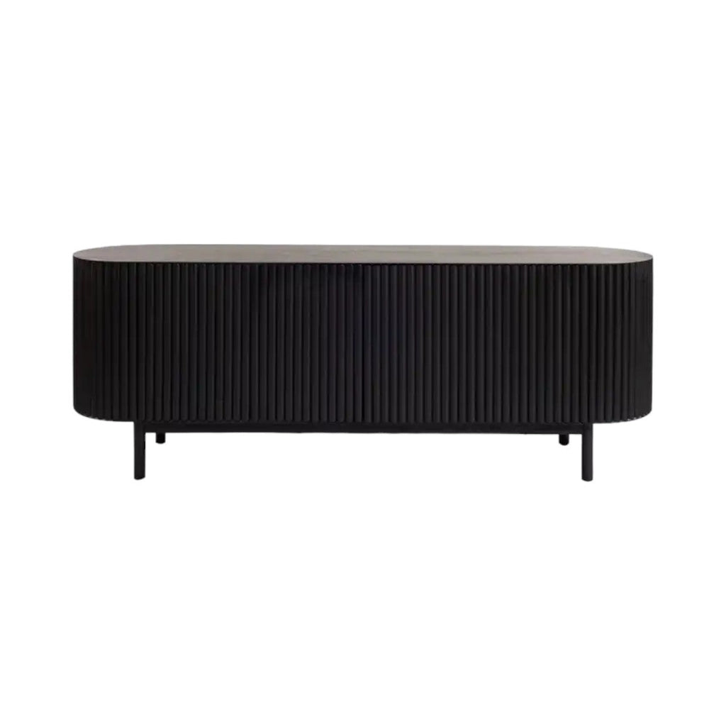back side of Edwin Oak Wood Sideboard Black 