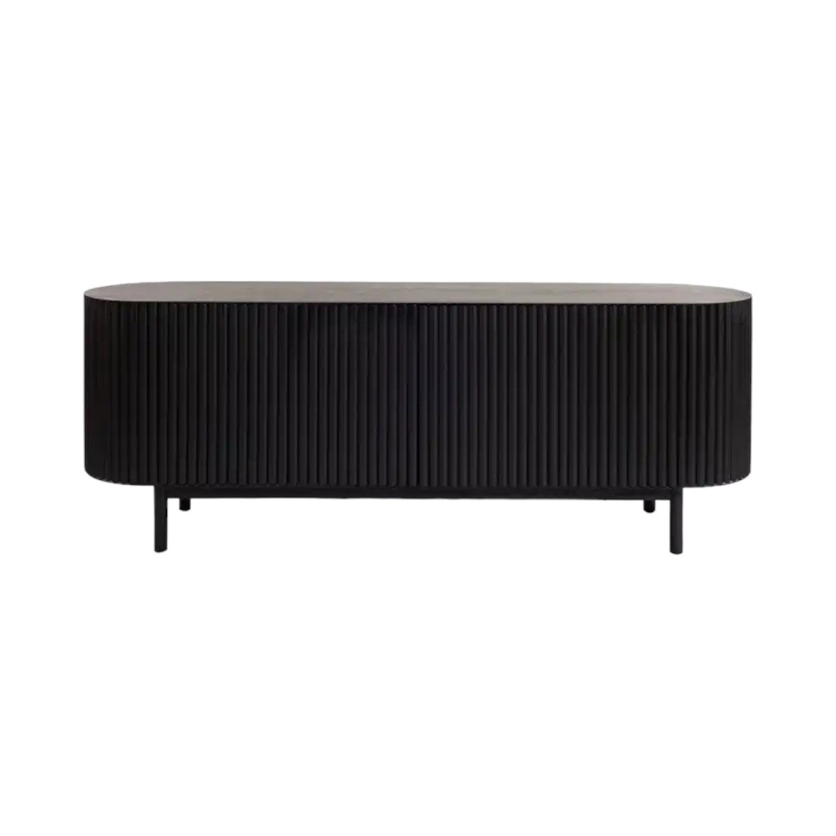 back side of Edwin Oak Wood Sideboard Black 