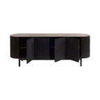 Edwin Oak Wood Sideboard open doors showing spacious interior shelving