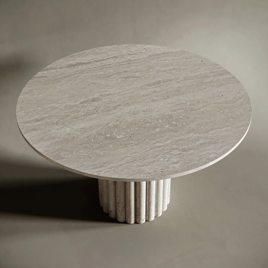 Eitan Oval Travertine Stone Dining Table