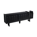 Solid wood black sideboard with natural oak texture