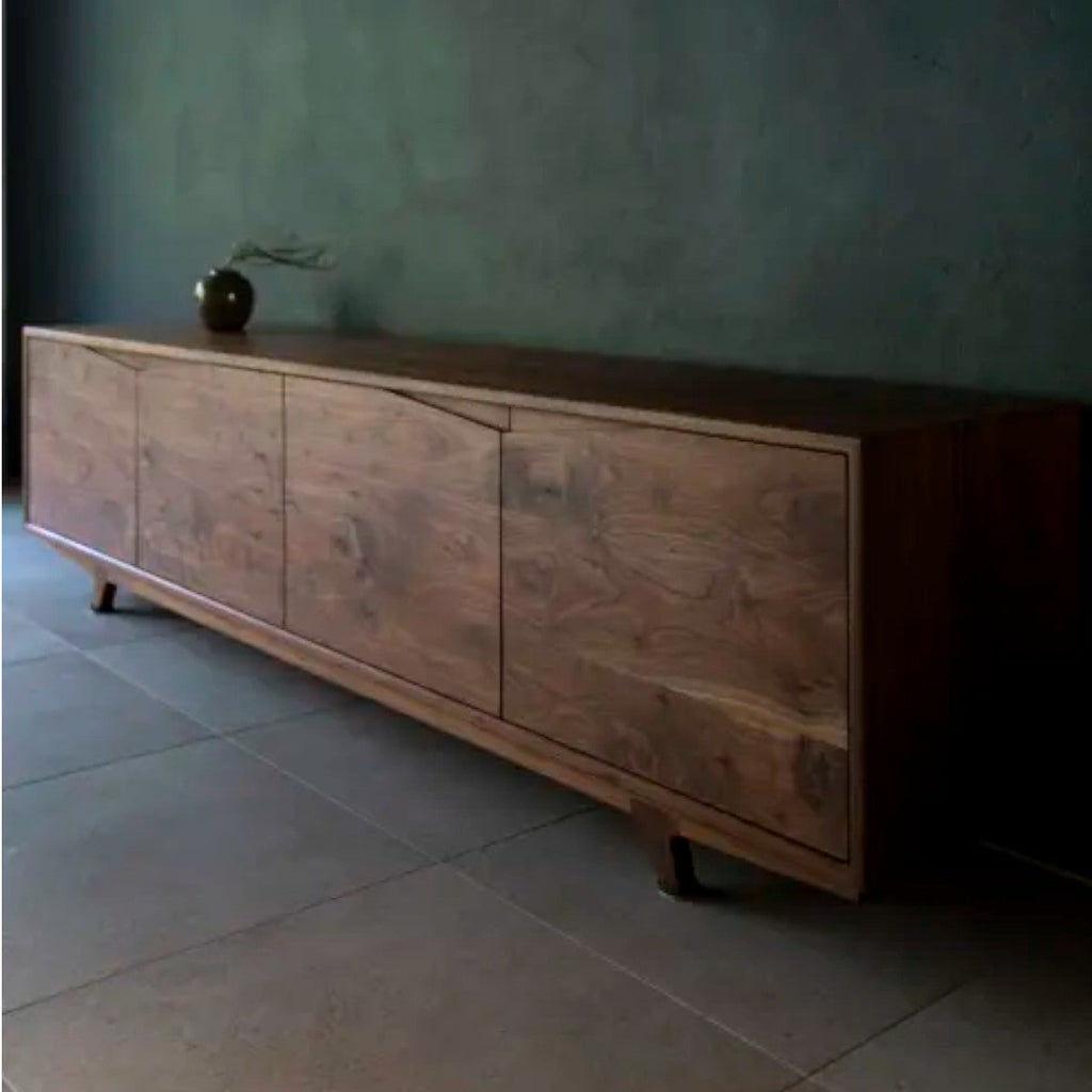 Elana Walnut Wood Sideboard side view with natural oiled finish