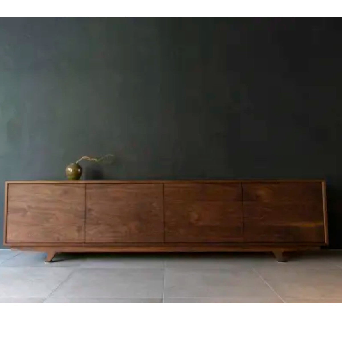 Elana Walnut Wood Sideboard front view with natural oiled finish