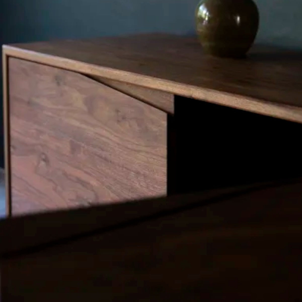 Elana Walnut Wood Sideboard styled as a buffet