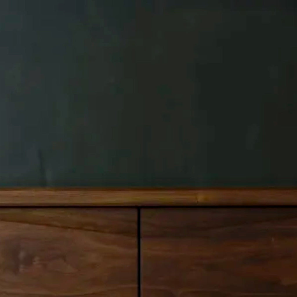 Elana Walnut Wood Sideboard showing high-capacity interior
