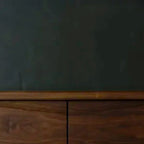 Elana Walnut Wood Sideboard showing high-capacity interior