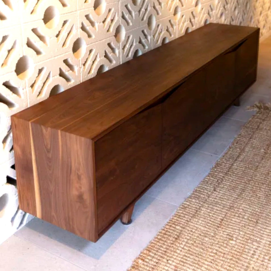 Elana Walnut Wood Sideboard close-up of premium solid walnut wood grain