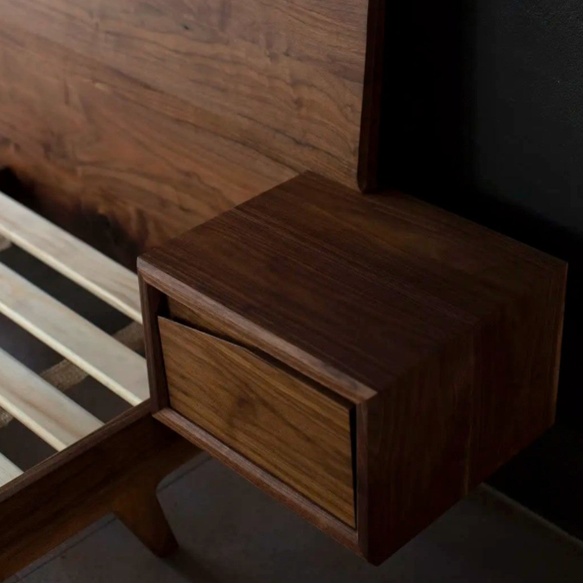 Elese Walnut Wood Bed walnut finish