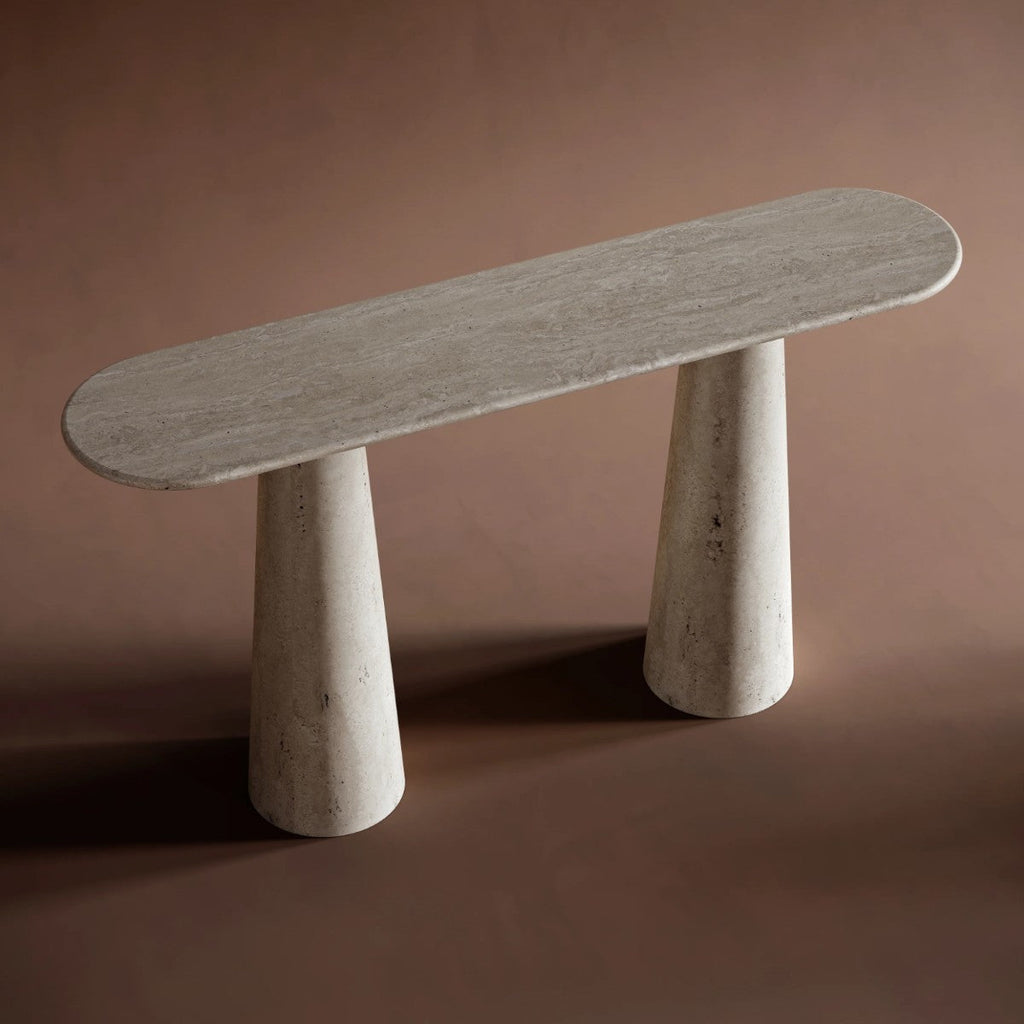 Eleven Ovel Travertine Stone Console Table 3
