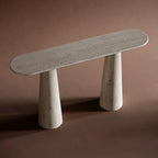 Eleven Ovel Travertine Stone Console Table 3