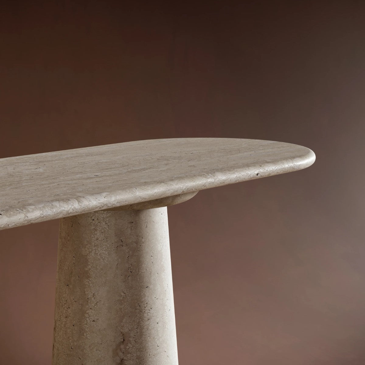 Eleven Ovel Travertine Stone Console Table 4