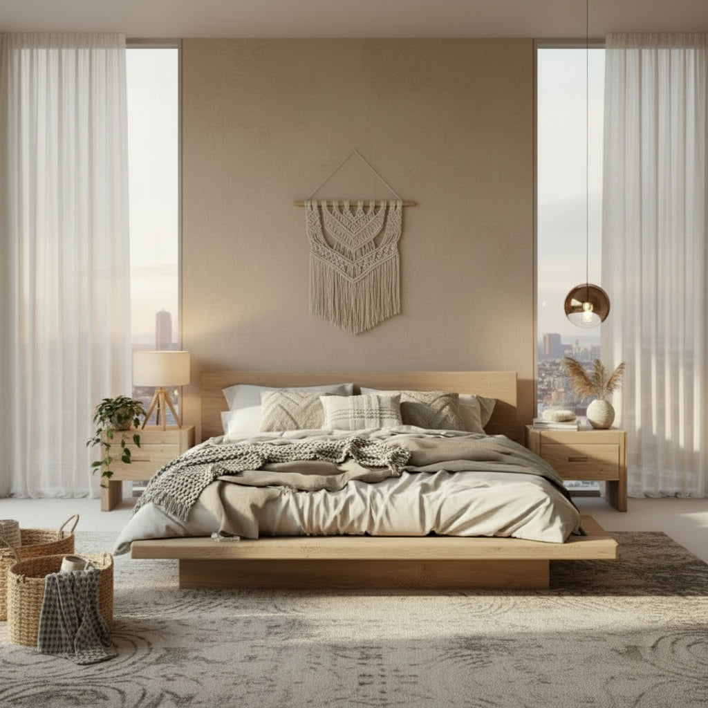 Elie Oak Wood Bed frame - Aesthetic bed Frame