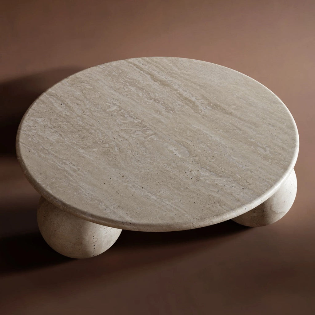 Minimalist travertine coffee table