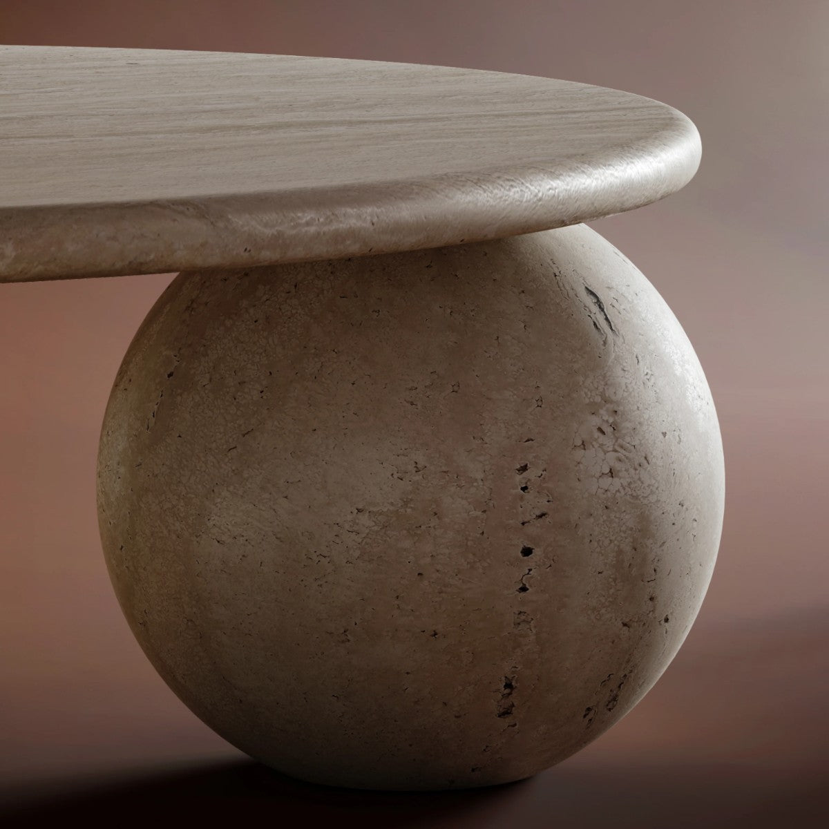 Living room travertine coffee table