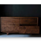 Elvi Walnut Wood Sideboard with open doors shelves