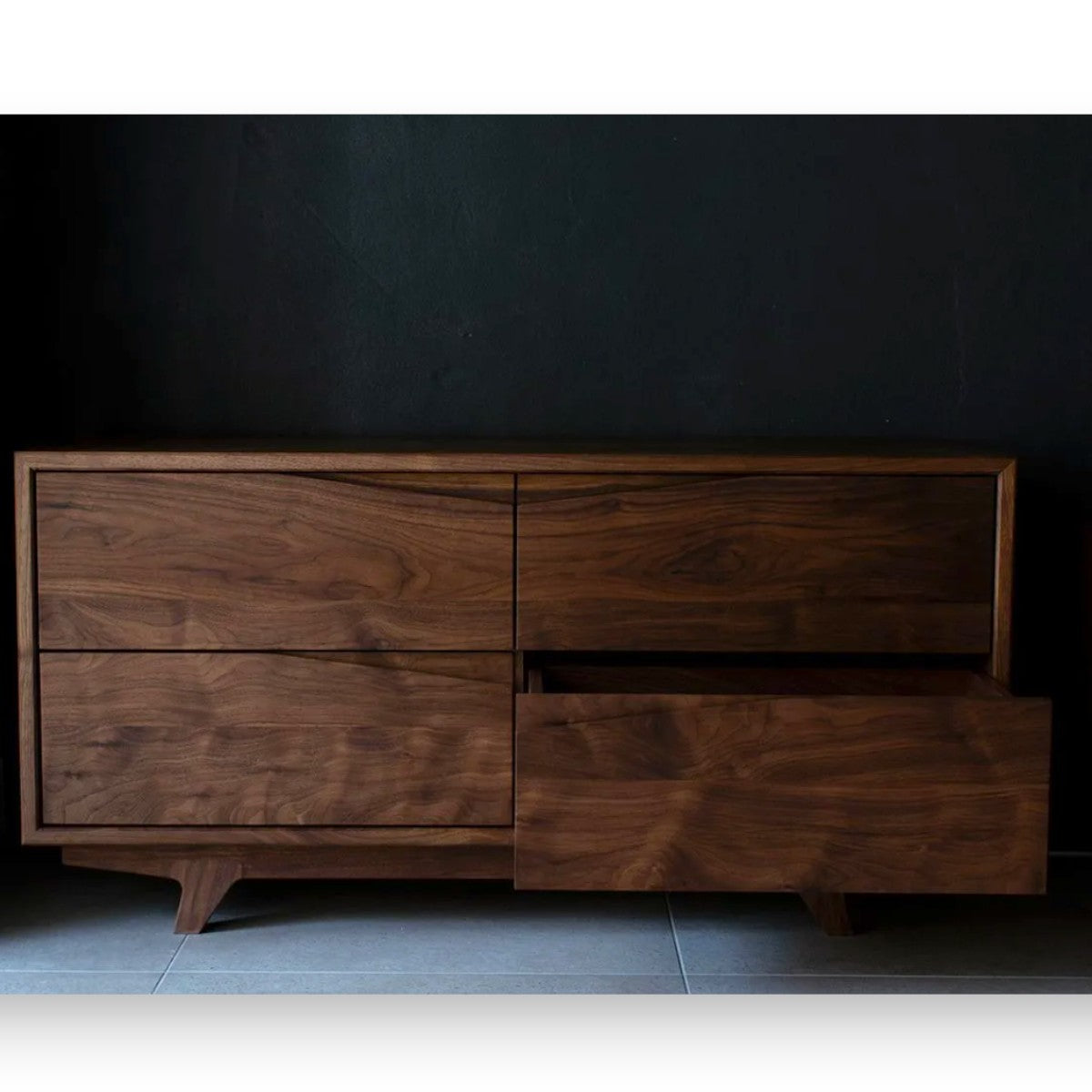Elvi Walnut Wood Sideboard with open doors shelves