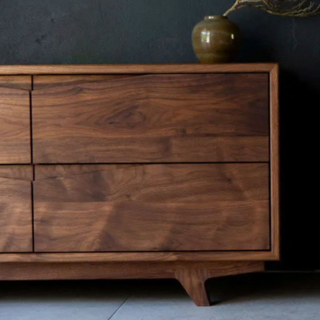 Elvi Walnut Sideboard close-up of natural walnut wood grain