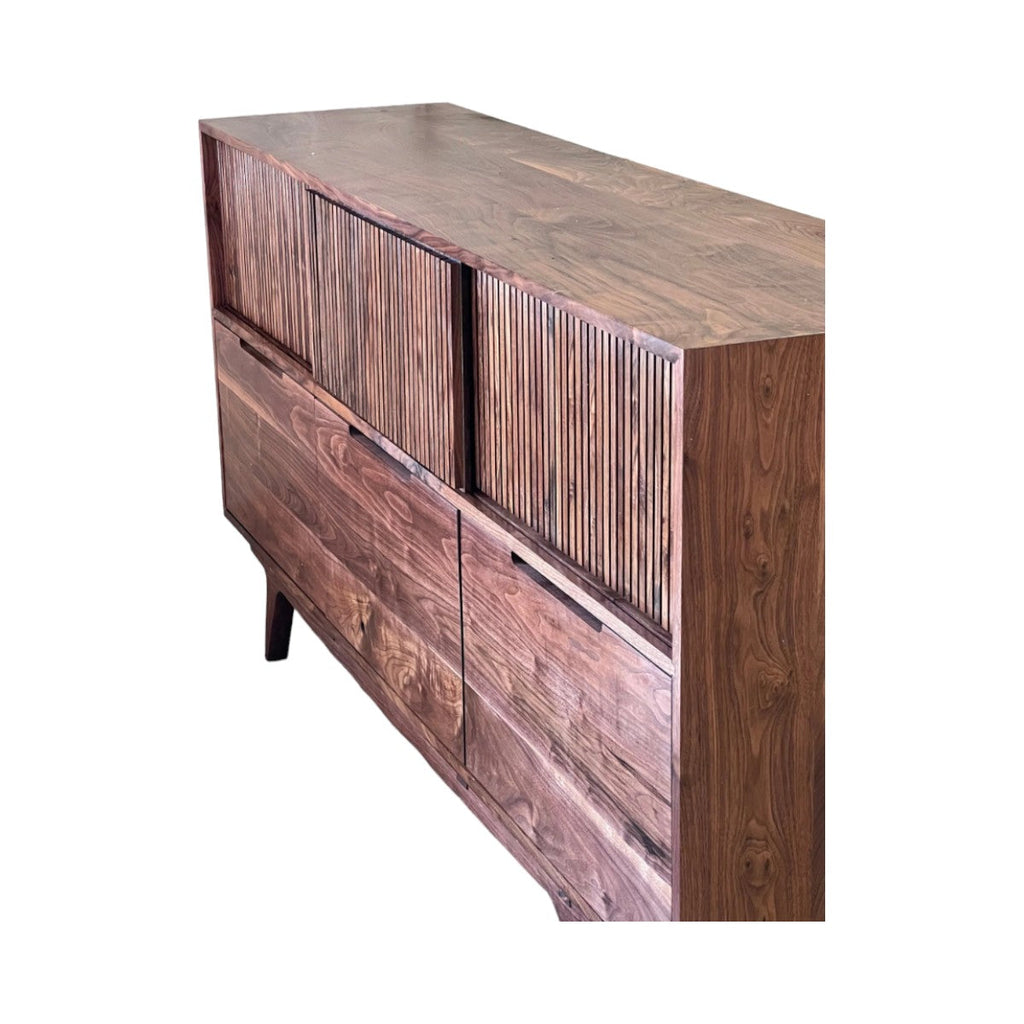 Ianna Walnut Wood Sideboard premium solid walnut grain pattern