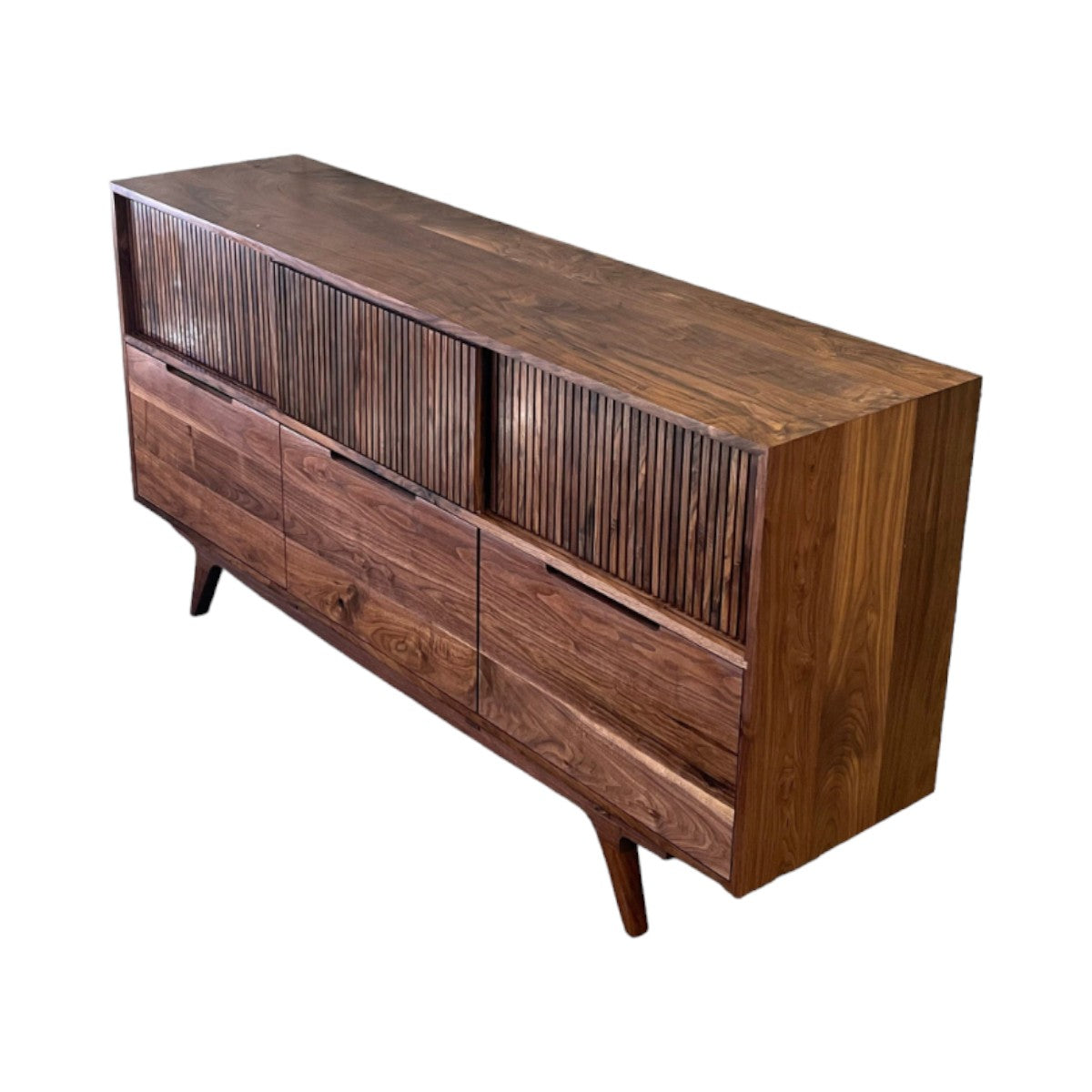 Fabiano Walnut Wood Sideboard side angle view