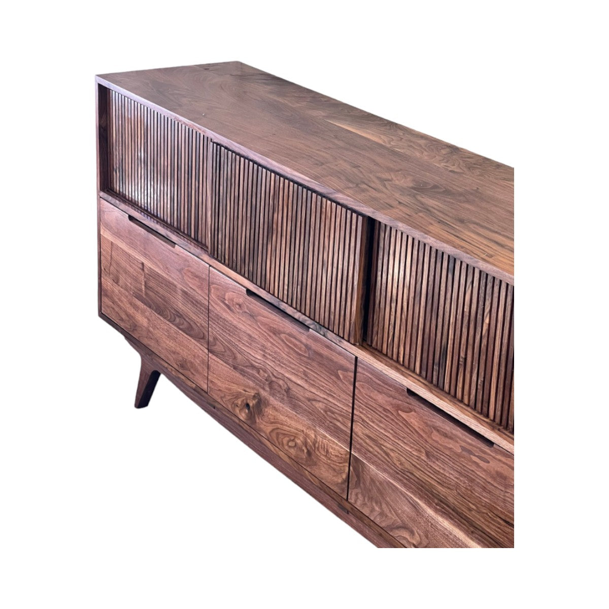 Ianna Walnut Wood Sideboard seamless solid wood base frame