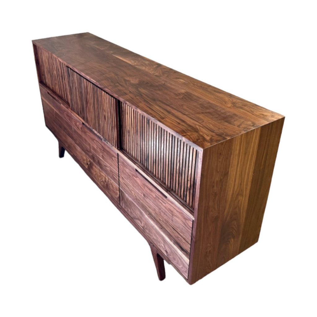 Fabiano Walnut Wood Sideboard styled as a luxury buffet