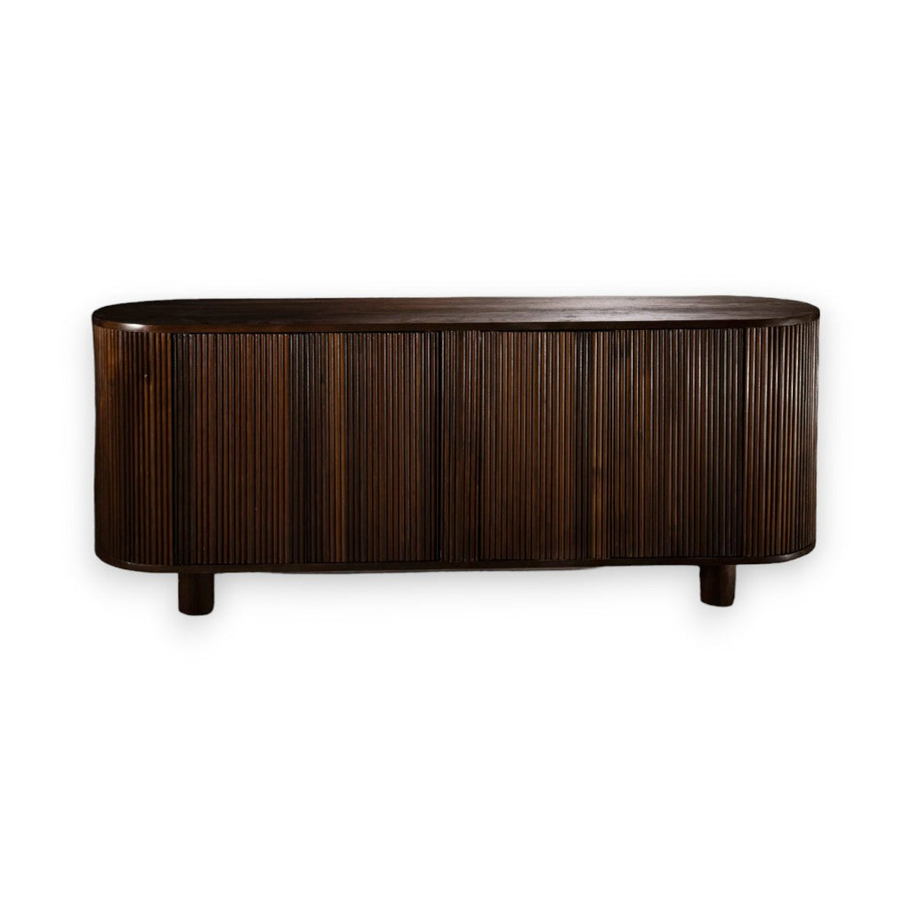Fabienne walnut wood cabinet sideboard front view with natural finish.