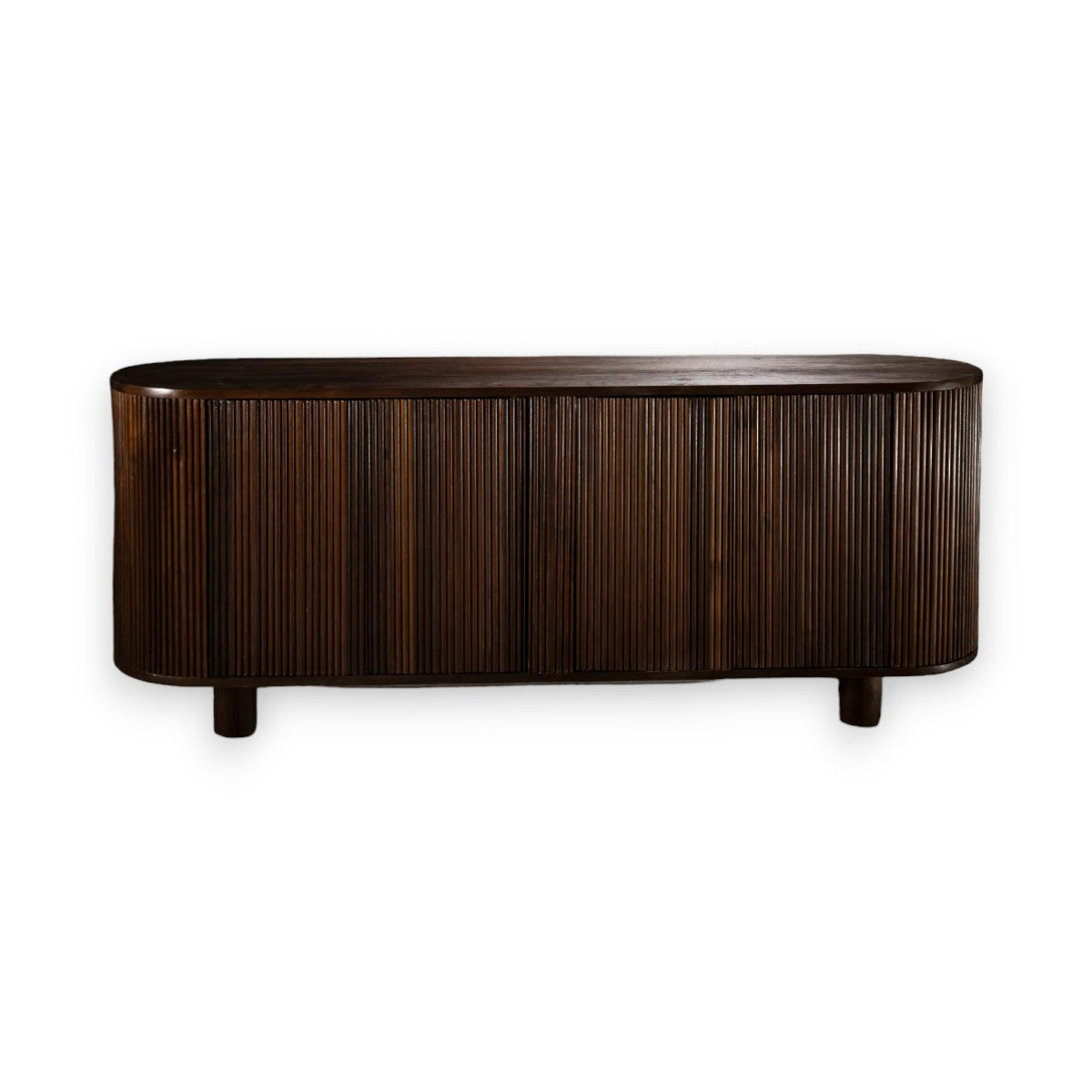 Fabienne walnut wood cabinet sideboard front view with natural finish.