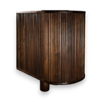 Tapered solid wood legs of the Fabienne walnut sideboard.
