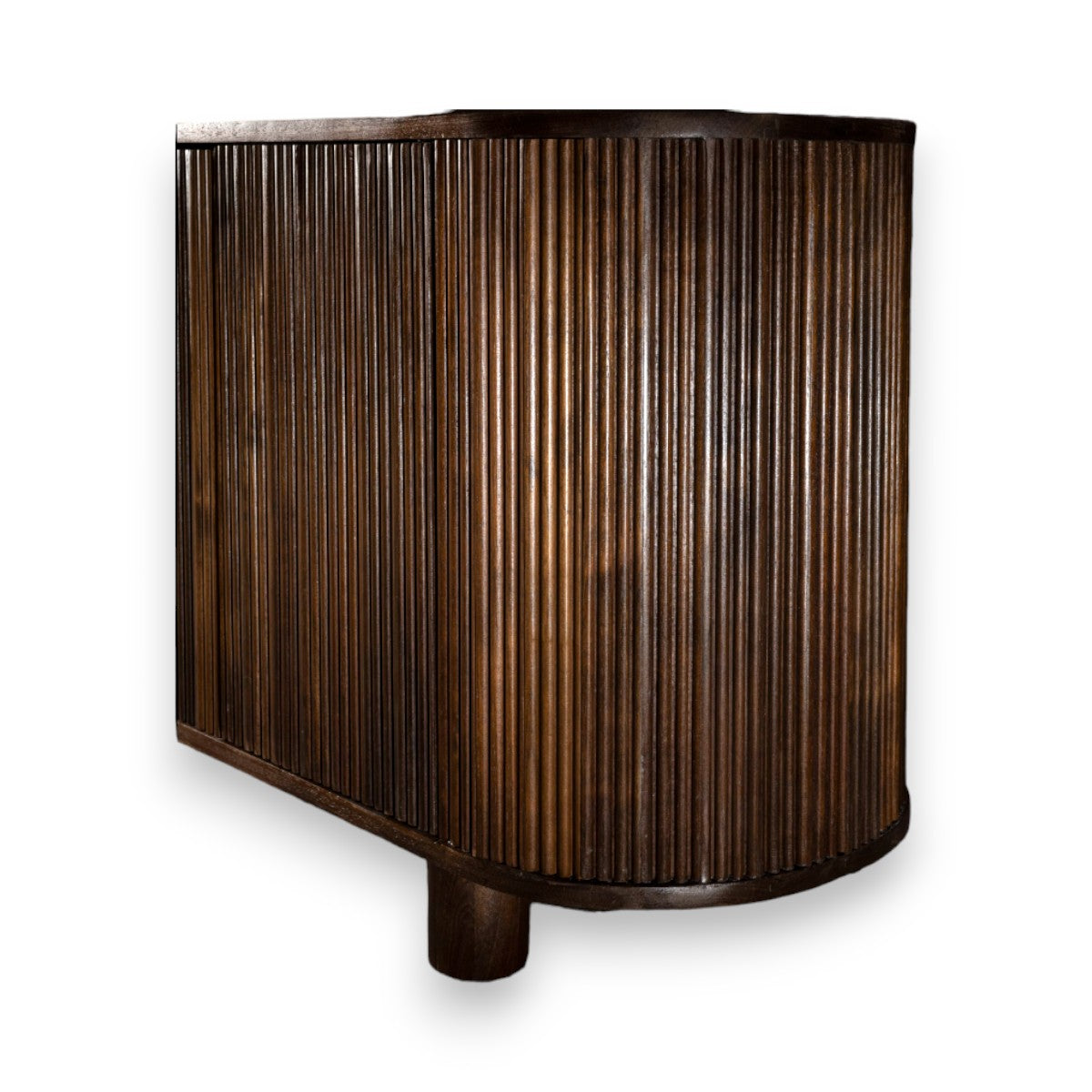 Tapered solid wood legs of the Fabienne walnut sideboard.