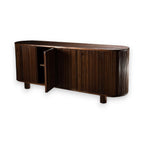 Fabienne solid walnut wood sideboard angled profile view.