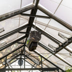 greenhouse heater hanging from roof of greenhouse