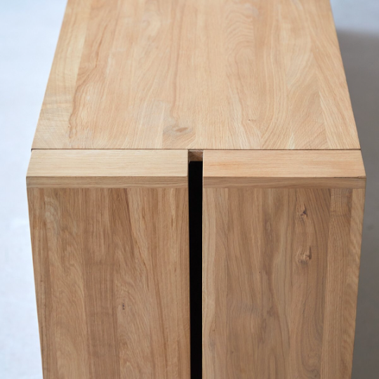 Halen Oak Wood Sideboard side angle view
