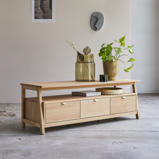 Haley Oak Wood Sideboard front view