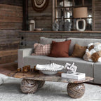 Hallmar Rainforest Brown Marble Coffee Table in modern living room