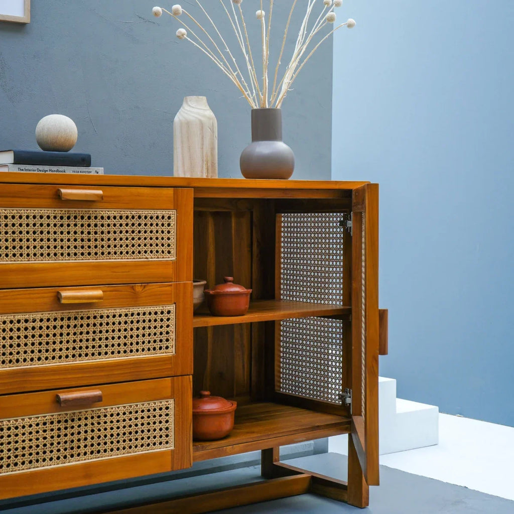 Harena Teak Wood Cabinet & Sideboard side view