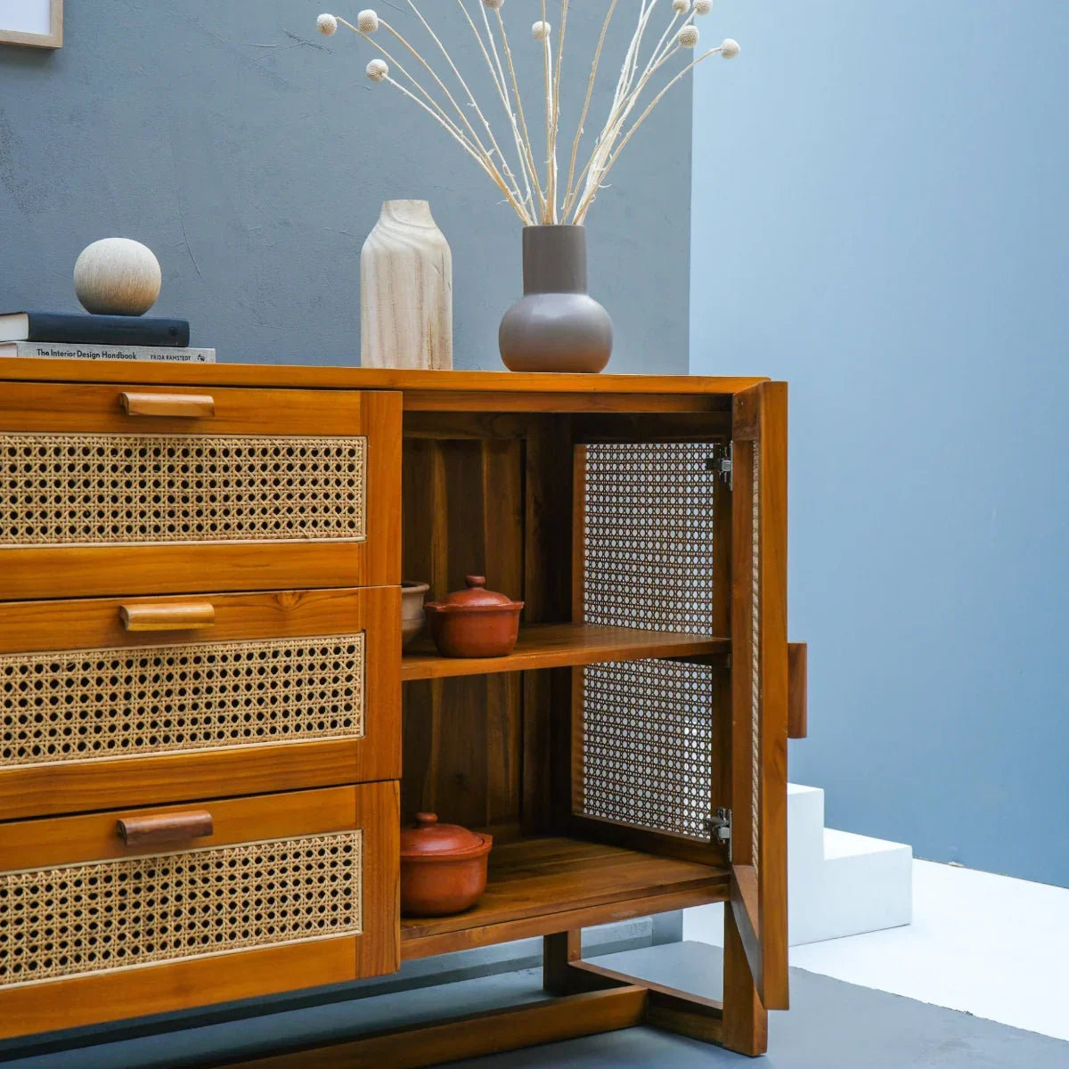 Harena Teak Wood Cabinet & Sideboard side view