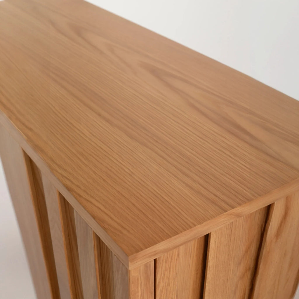 Nolan Natural Wooden TV Unit top surface view