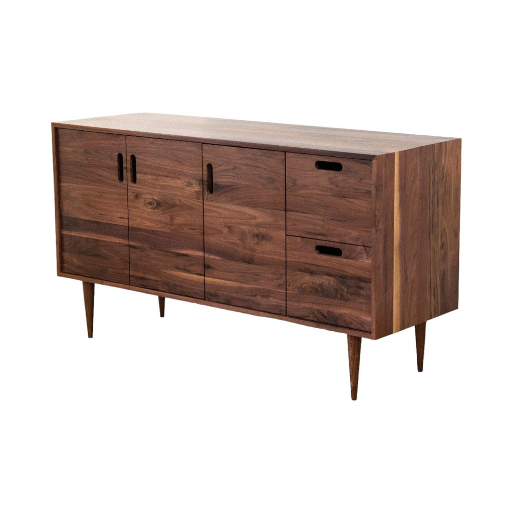 Ianna Walnut Wood Sideboard slatted door front view