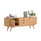 Jacek Oak Wood Sideboard with open drawers