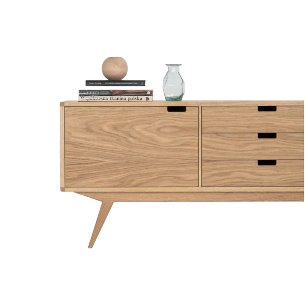 Jacek Oak Wood Sideboard side profile view